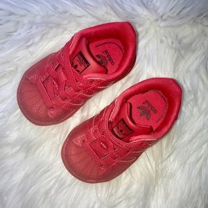 Red Toddler Adidas Superstar Athletic Shoe